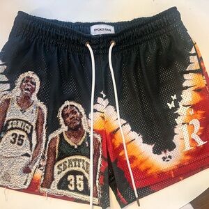 Ryoko Rain Men's Black and Orange Athletic Shorts